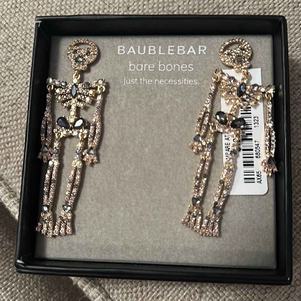 New Baublebar bones Skeleton bare Bones earrings in box